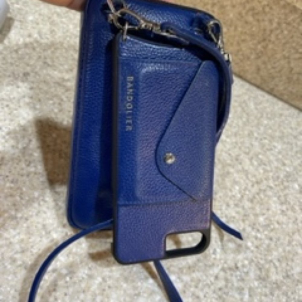 BANDOLIER PHONE COVER & POUCH DONNA SIDE SLOT ROYAL BLUE & SILVER